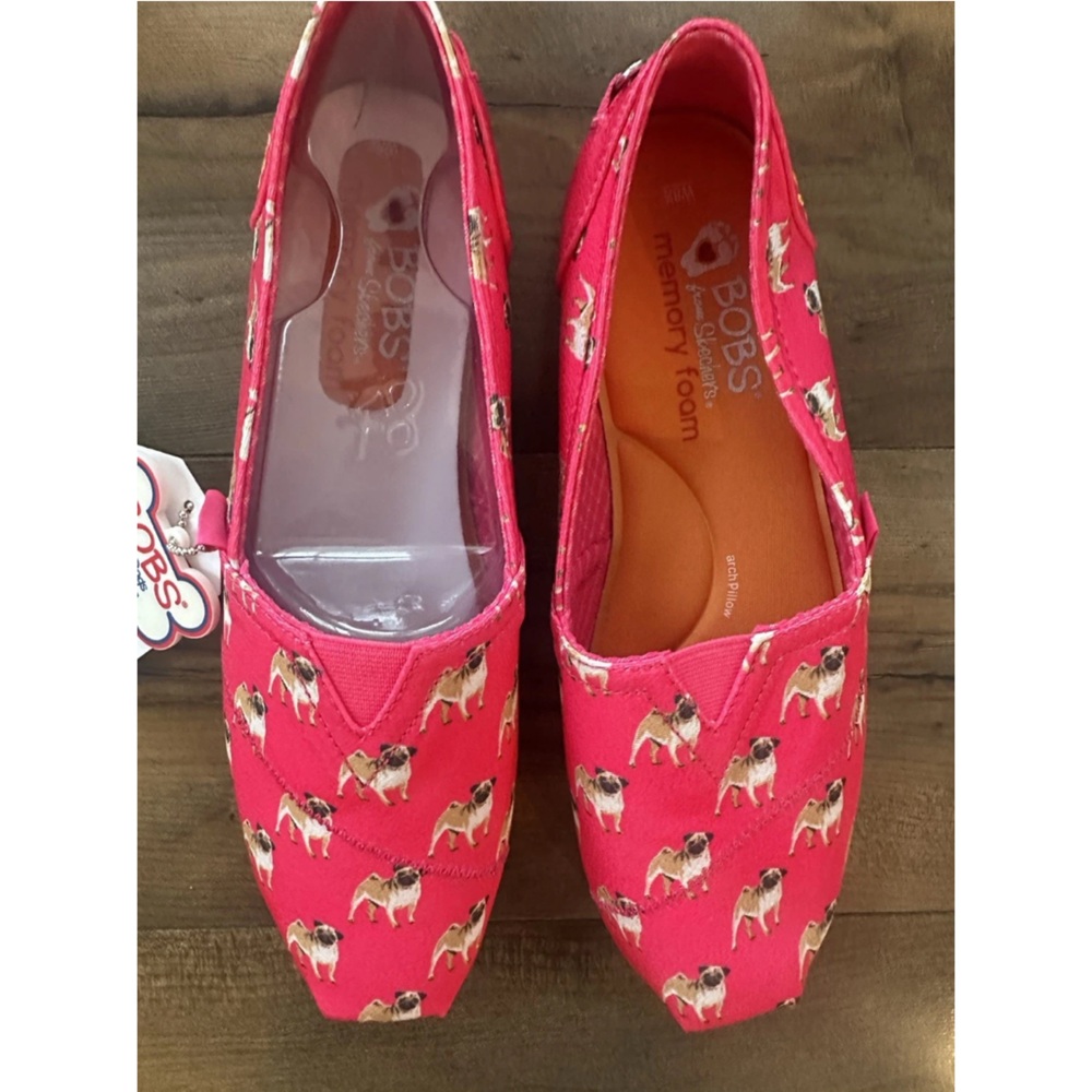 Skechers Bobs Pink Slip-On Pug Shoes Women’s 8.5 - Picture 6 of 9